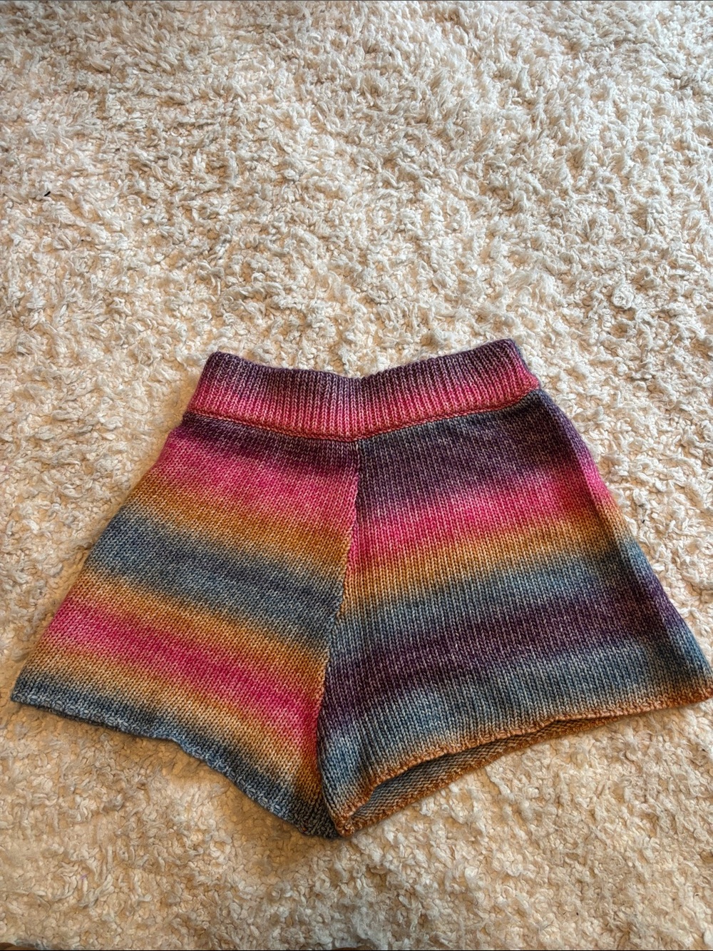 Something Navy Multicolor Striped Knit High Waist Shorts